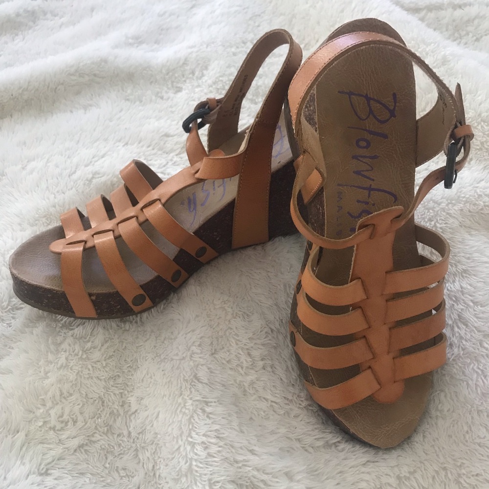 Lightly-used Blowfish cork wedges